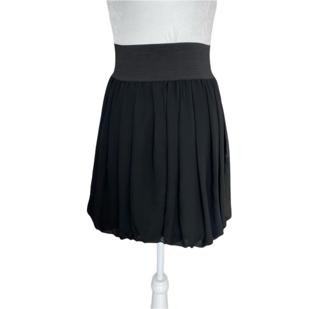 Aqua Bloomingdale's Black Pleated Mini Skirt Thick Band High Waist Size Small